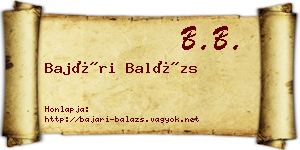 Bajári Balázs névjegykártya